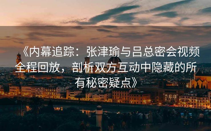 《内幕追踪：张津瑜与吕总密会视频全程回放，剖析双方互动中隐藏的所有秘密疑点》