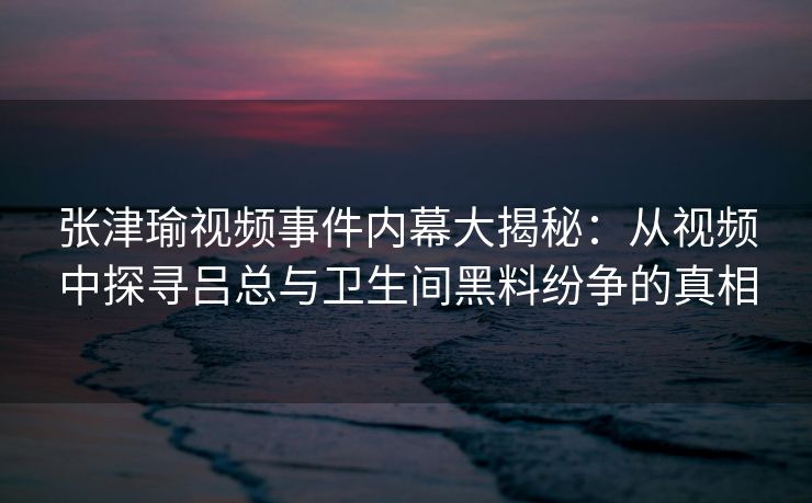 张津瑜视频事件内幕大揭秘：从视频中探寻吕总与卫生间黑料纷争的真相